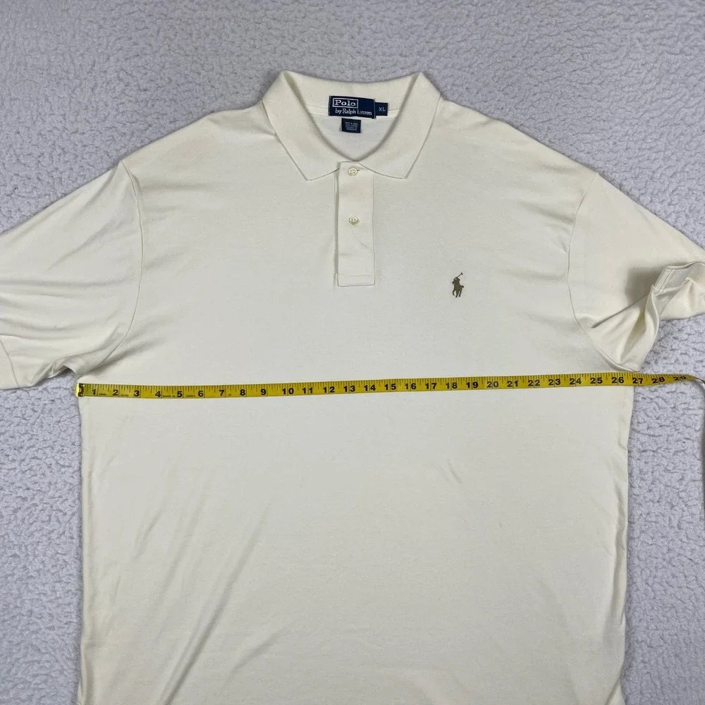 Polo Ralph Lauren Polo Shirt Mens XL Cream Short Sleeve Cotton Classic 25346